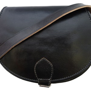 Rustic Handmade black Leather Saddle Handbag