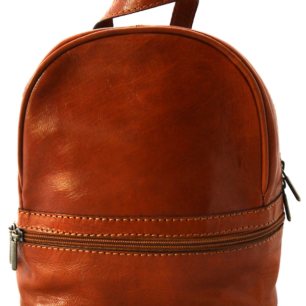 Mini LEATHER BACKPACK / RUCKSACK  Rustic Handcrafted leather small Bag in Tan