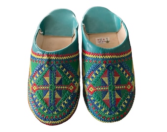 Babuchas marroquíes – Mocasines de cuero bordados para mujer