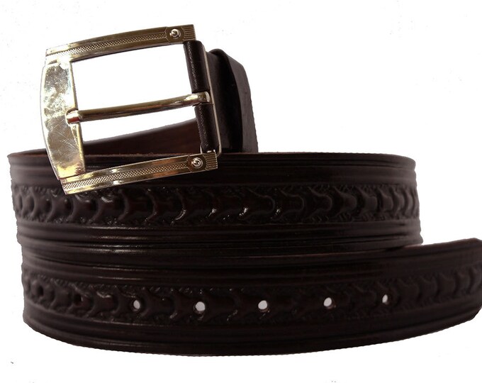 mens tooled leather belt