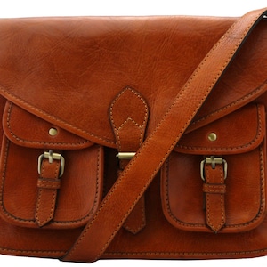 Women&#39;s Ladies Large Genuine Leather Shoulder Handbag, Tote, Satchel, Adjustable Strap in Tan