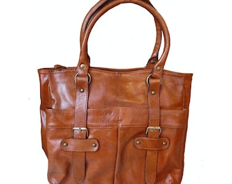 Tote Leather bag tan