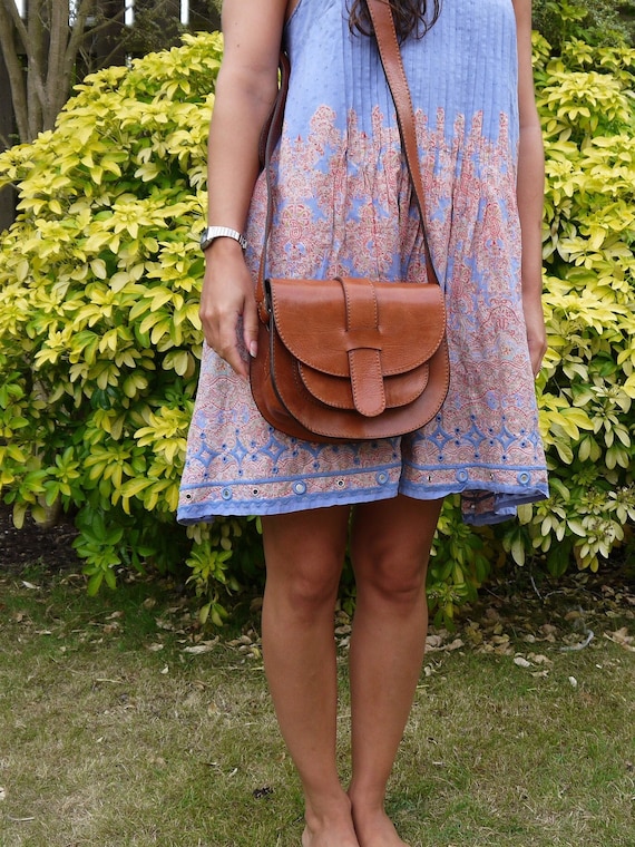 Tan Leather Messenger Bag – Handmade Vintage Saddle Crossbody
