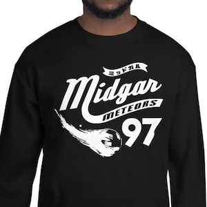 Video Game Old School Gamer Girl Geek Gaming Holiday Gift Final Fantasy FF7 Inspired Midgar Meteors Sports Logo Adult Unisex Sweatshirt