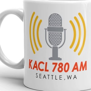 Witty 1990s 90s TV Comedy Frasier Inspired Seattle Vintage KACL Talk Radio Dishwasher and Microwave Safe Ceramic Coffee Mug (11oz and 15oz)