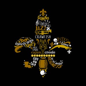 Nueva Orleans NOLA Louisiana Inspiró Fleur-de-Lis Timeless Southern Traditions Football Mardi Grass Jazz Adulto Unisex Camiseta de manga corta