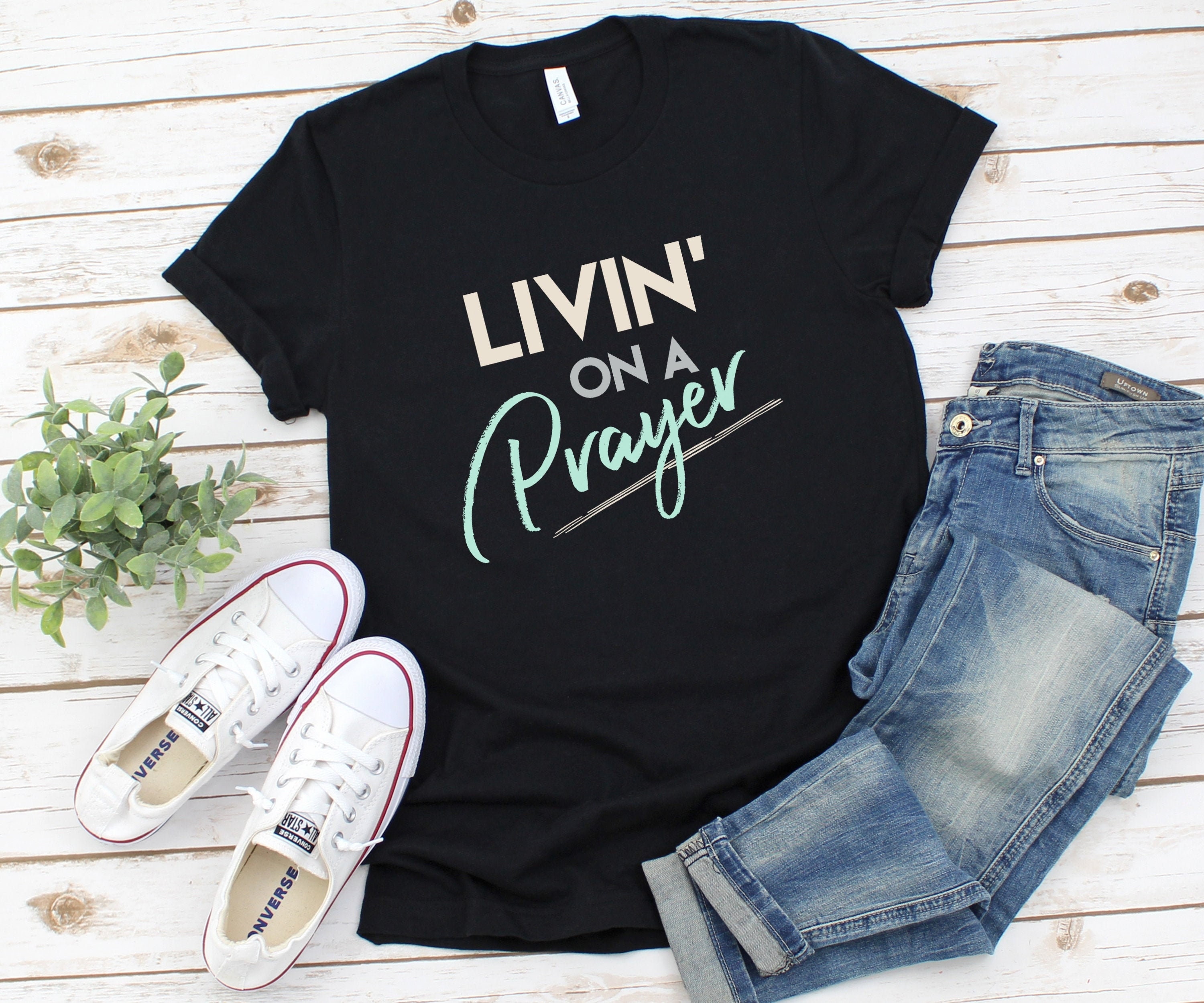 Kronisk Jeg accepterer det Oxide Livin' on a Prayer Shirt Christian T Shirt Design - Etsy