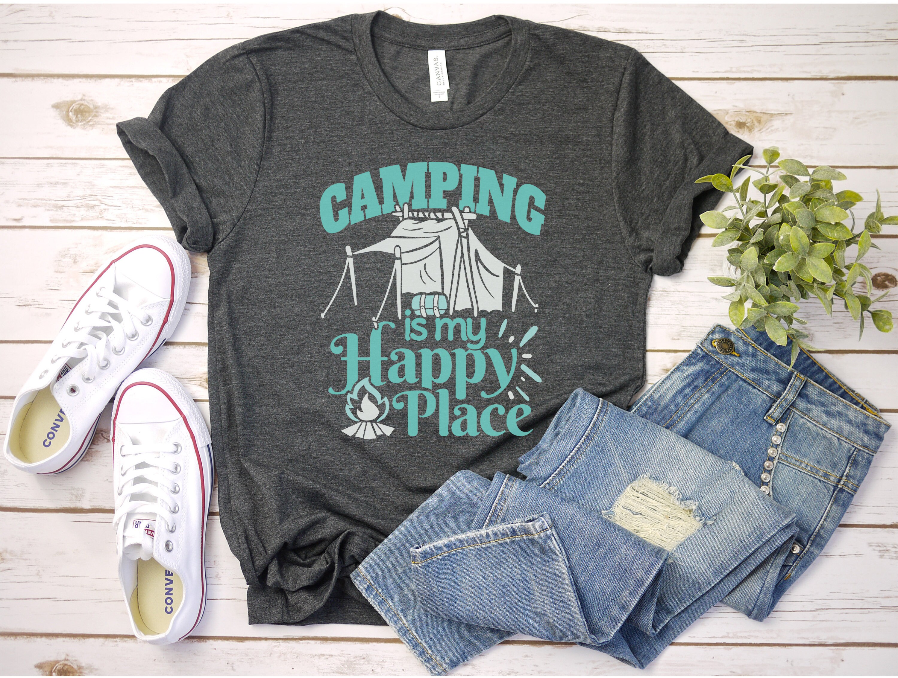 Camping is My Happy Place T-shirt Camping T-shirt Bonfire - Etsy