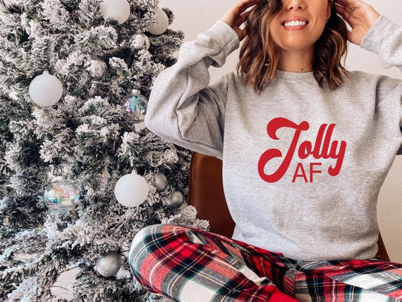 Jolly AF Christmas Sweater For Women Or Men Heather Red
