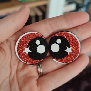 Felt Eyes 30mm Red Glitter Star, Glitter Felt Eyes for Amigurumi, Crochet Plushie Felt Eyes