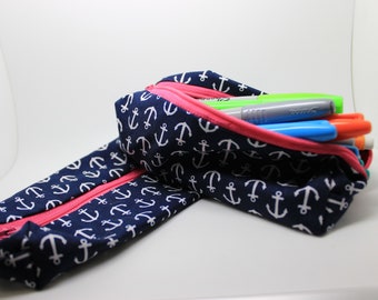 Anchor fabric pouch, pencil case, makeup bag