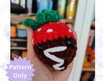 Patrón de crochet de fresas cubiertas de chocolate para descargar en formato digital