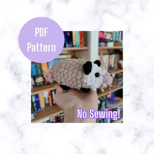 Crochet Opossum Pattern No sew PDF Download, No Sew Amigurumi, Mini Crochet Opossum Pattern, Tiny Amigurumi, Opossum Plushie, PDF Pattern