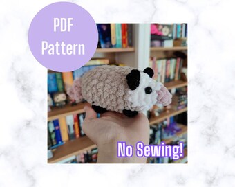 Opossum Häkelanleitung Nr. nähen PDF Download, No Sew Amigurumi, Mini Opossum Häkelanleitung, winziges Amigurumi, Opossum Plüschtier, PDF Pattern