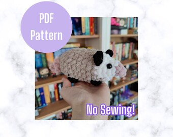 Patron Opossum au crochet sans couture à télécharger, Amigurumi sans couture, mini modèle Opossum au crochet, Petit amigurumi, Peluche Opossum, Patron PDF