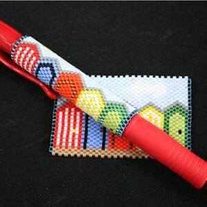 Beach Huts Even Count Peyote Pen Cover