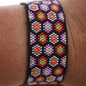 Tiny Flowers Cuff  Odd Count Peyote Bracelet