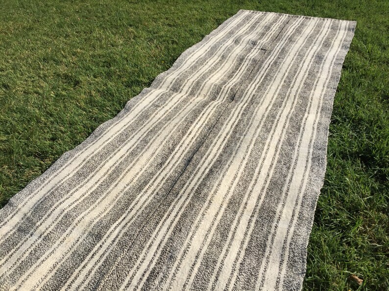 Handwoven Striped Kilim Rug 30x86 Inches Wool Image 0