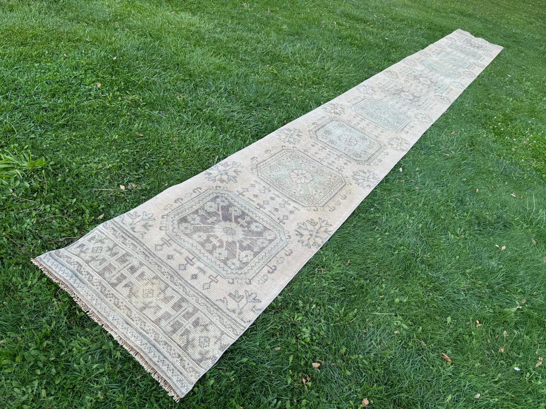Handwoven Wool Runner Rug, 2x22 Ft, Vintage Beige Carpet - Etsy