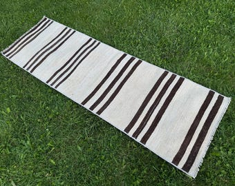 Vintage Oushak Rug: Handwoven Wool & Cotton, Muted Colors (3x6.7 ft)