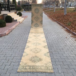 Hallway Runner, Extra Long Rug Runner, Oushak Rug, Handmade Home Decor Rug Runner, 2.8 X 20.9 feet Turkish Vintage Rug Runner