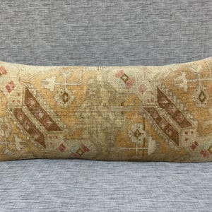 Bohemian Muted Color Lumbar Pillow for Bed, Couch Pillow Case, Vintage Long lumbar Pillow Cover, 14x32 inch