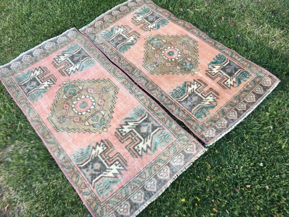Groen levenslang blijven Gedempte roze kleur paar tapijten Turkse tapijt tapijten - Etsy België