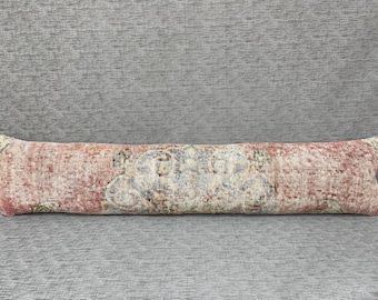Almohada lumbar vintage estilo bohemio, almohada turca larga de 10x47 pulgadas.