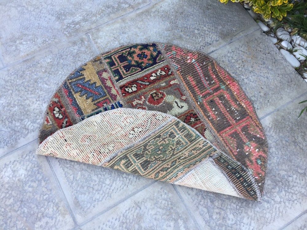 Vintage Round Rug Circle Rug Patchwork Rug Carpet Rug Etsy