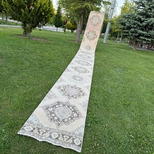 Vintage Rug Runner, Turkish Runner Rug, Narrow Runner Rug, Oushak Rugs, Long Runner Rug, Boho Rug Runner, 2.4 x 24.1 ft Narrow Runner Rug