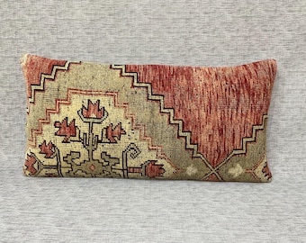 16x32 Muted Red Neutral Wool Large Pillow, Entryway Bench Pillow