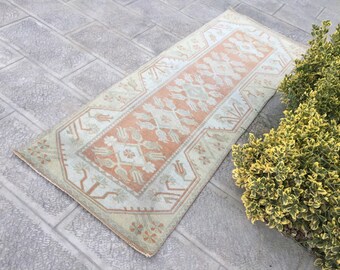 Handwoven Wool Kilim Rug: Muted Bohemian Turkish Rug (77x207 cm)