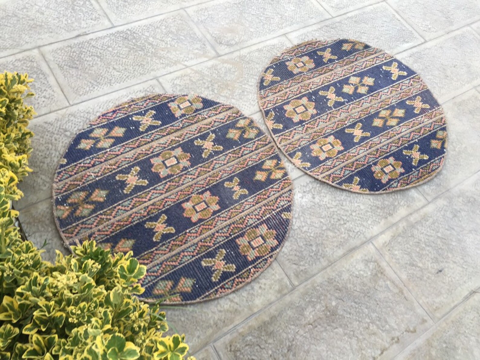 Two Same Rugs Round Rug Handmade Home Decor Bath Mat | Etsy