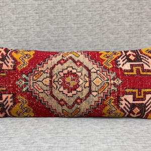 Extra Long Pillow Cover, Large Cushion Cover, Bohemian Long Bed Pillow, Muted RedColor Pillow, Long Pillow Cover, Handmade Pillow 15x35 inch