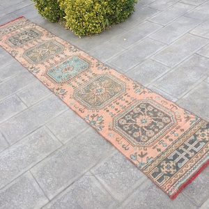 2 X 11.4 ft Narrow runner, Oushak Rug, Long Runner Rug, Runner Long, Carpet rug runner, Muted Pink Rug runner narrow, Narrow Rugs