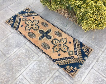Handwoven Wool Turkish Rug: Small Muted Carpet (20x58 inches)