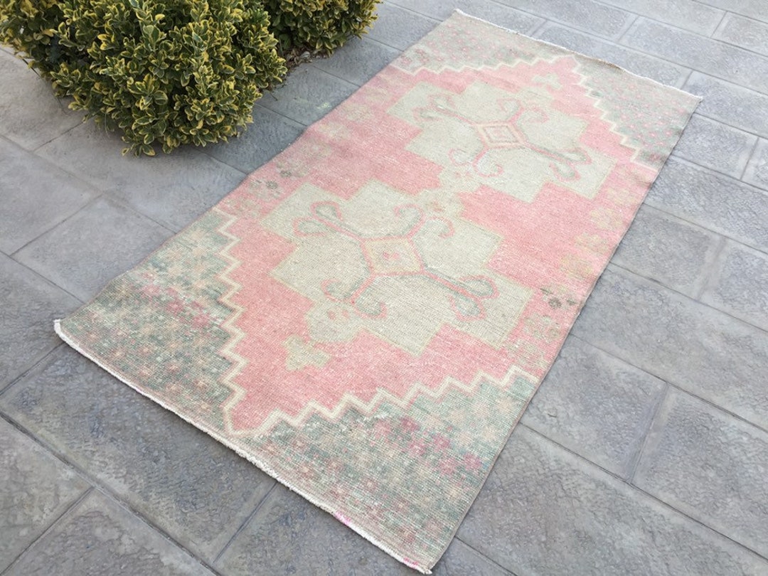 40X81 Inch Muted Pink Rug, Oushak Rug, Home Decor Rug, Turkish Carpet