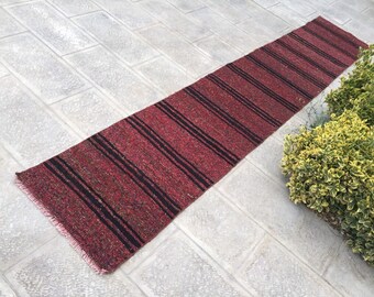 Alfombra Kilim de lana tejida a mano: decoración bohemia (0,6 x 3,4 m)