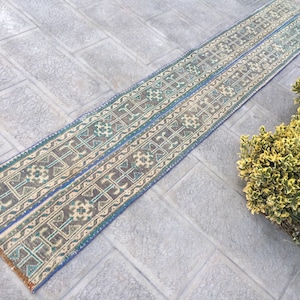 Bohemian Carpet Rug, Narrow Runner Rug, Oushak Runner Rug, Patchwork Runner Rug, Rustic Primitive Decor, 50 X 300 Cm — 1.6 X 9.8 feet