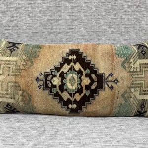 Long Lumbar Pillow Cover, Bohemian Desing Pillow Lumbar, Bed Pillow Cover 15”x34” inch