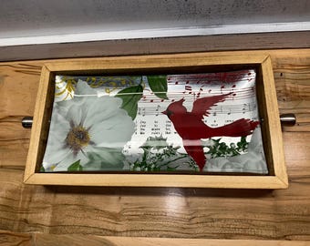 Handcrafted Wooden Appetizer Tray with Artistic Inlay - Decorative Serving Board