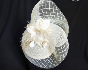 Ivory Fascinator, Kentucky Derby Hat, Wedding Hat, Bride Hair