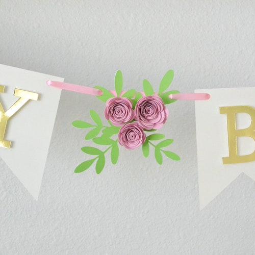 Floral Birthday Banner - Girl 1st Birthday Banner - Pink And Gold Birthday - Floral 1st Birthday Decorations