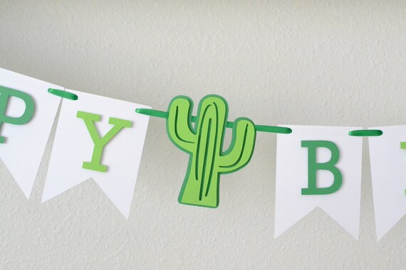 Eco-friendly Custom Name Birthday Bunting Fiesta Birthday Banner Cactus First Birthday Decoration Personalized 1st Birthday Garland