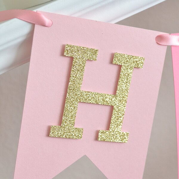 Geburtstags-Banner '11' – Gold & Pink, Glitzer, Für Die 11. Geburtstagsparty