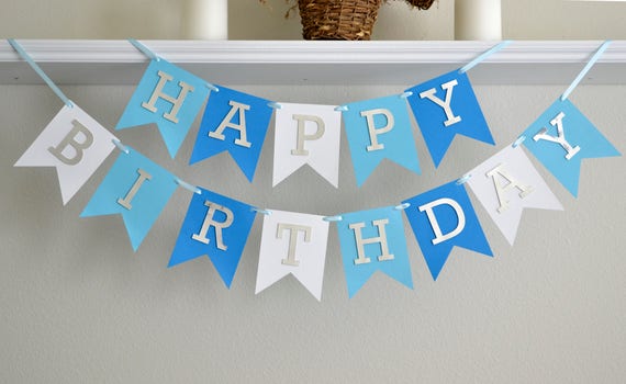 Boy 1st Birthday Banner 1st Birthday Decoration Boy First Etsy