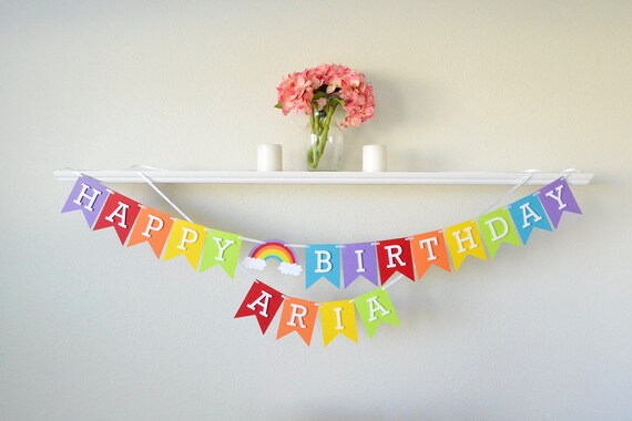 Rainbow Birthday Party Banner Rainbow Birthday Party Etsy