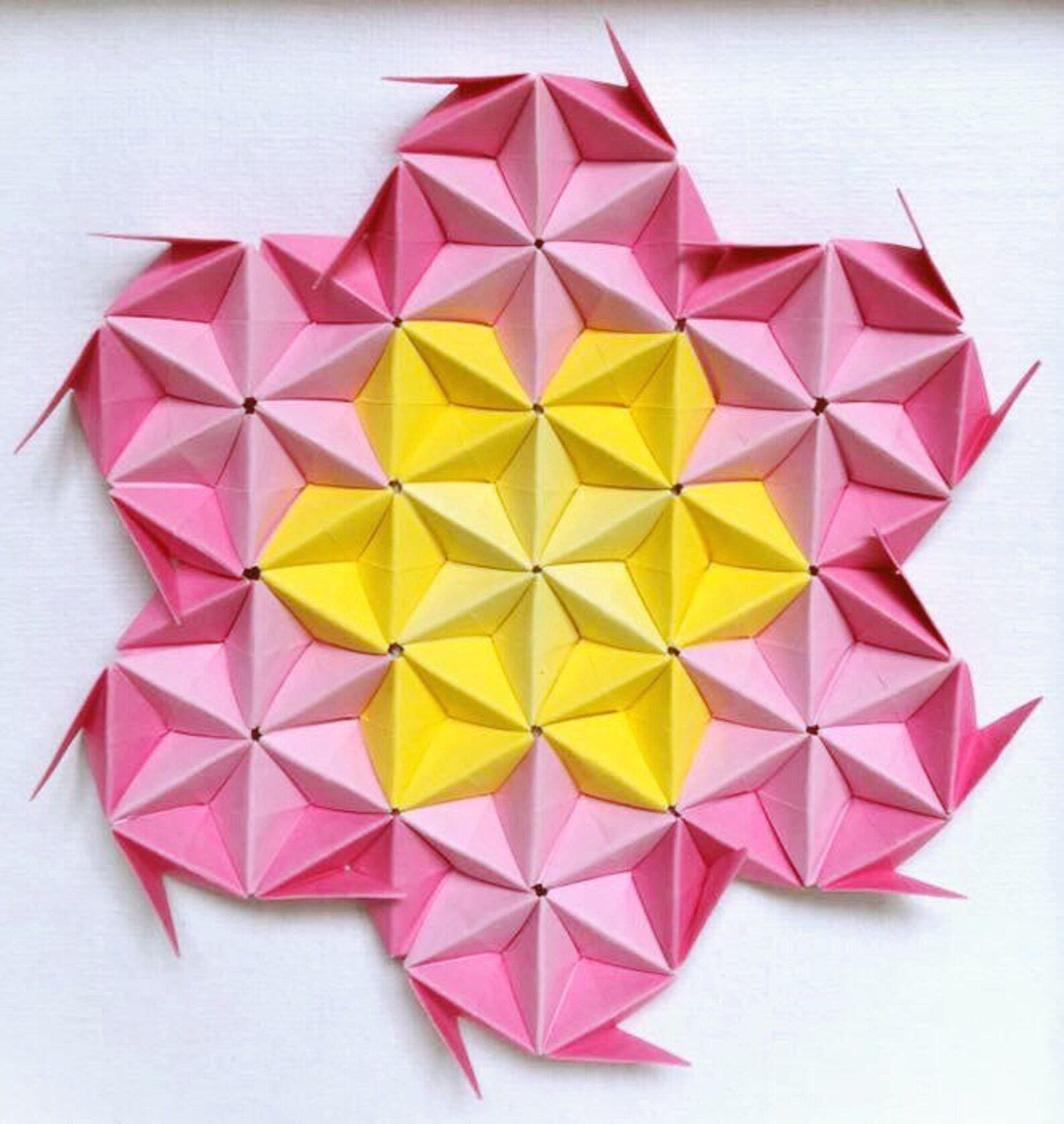 Pink Flower Modular Origami Wall Art Origami Wall Art 3D Etsy