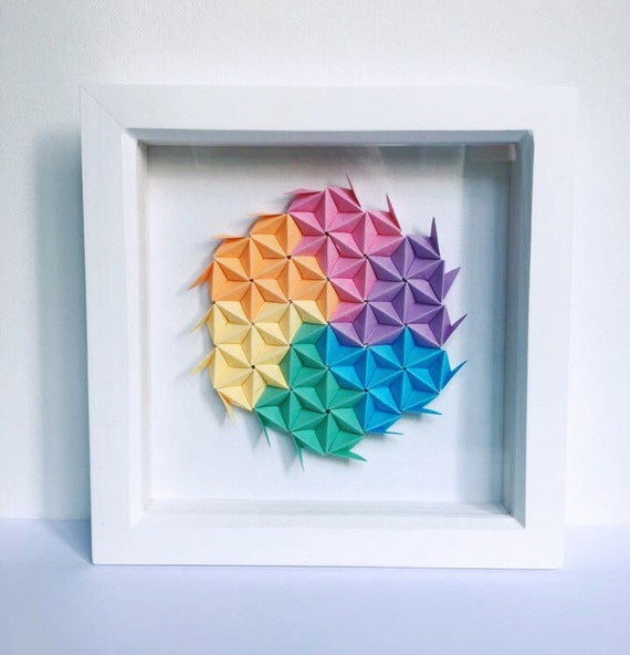origami wall art modular origami wall decor 3d paper art etsy