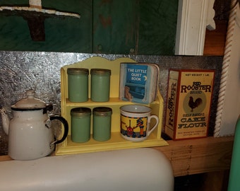 Vintage Tiny Yellow Shelf Perfect For Kitchen, Bathroom, Collectibles, Spices